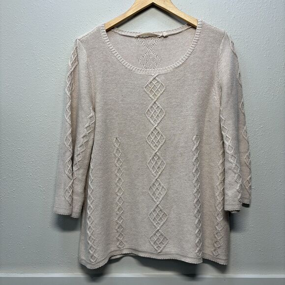 Soft Surroundings Silk Cashmere Blend Beige Pullover Knit Tunic Sweater Sz PM - Picture 1 of 8